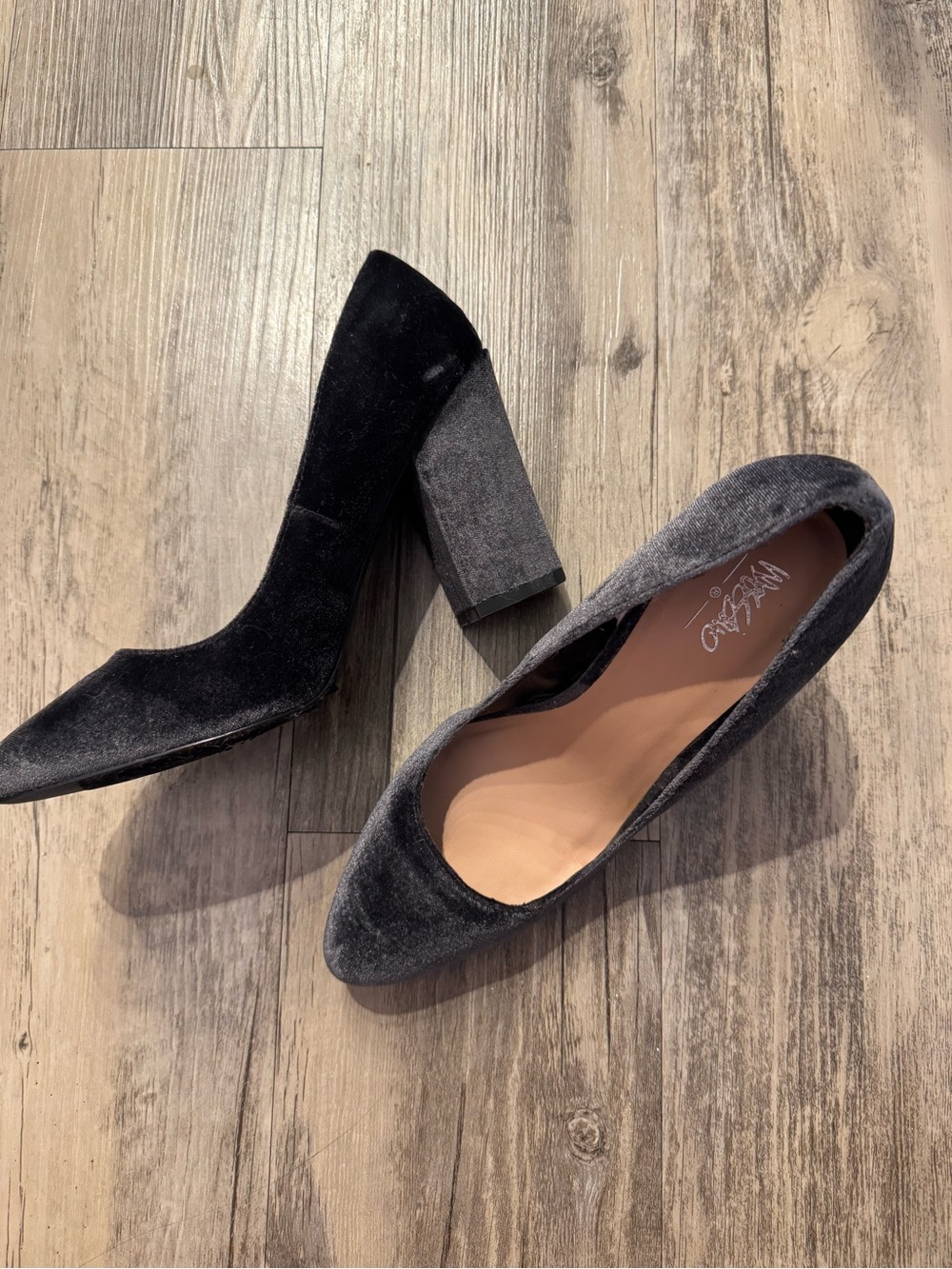 Gray Velvet Mossimo Block Heels